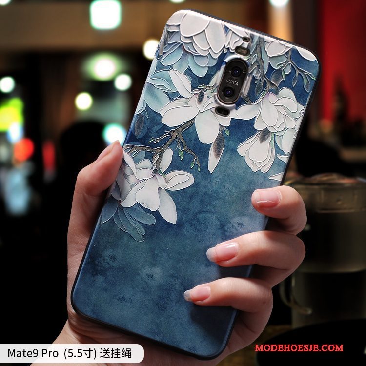 Hoesje Huawei Mate 9 Pro Scheppend Anti-fall Persoonlijk, Hoes Huawei Mate 9 Pro Zacht Hanger Blauw