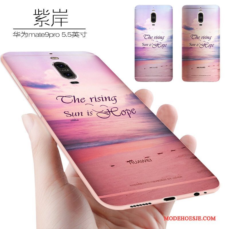 Hoesje Huawei Mate 9 Pro Siliconen Persoonlijk Roze, Hoes Huawei Mate 9 Pro Zacht Schrobbentelefoon