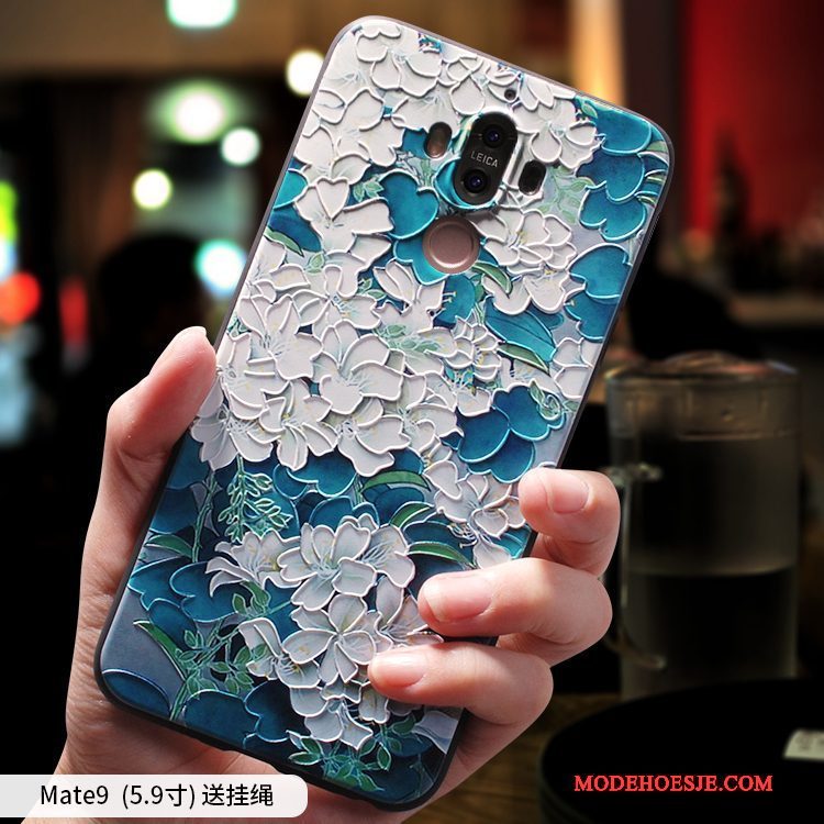 Hoesje Huawei Mate 9 Scheppend Lichtblauw Anti-fall, Hoes Huawei Mate 9 Zakken Chinese Stijltelefoon