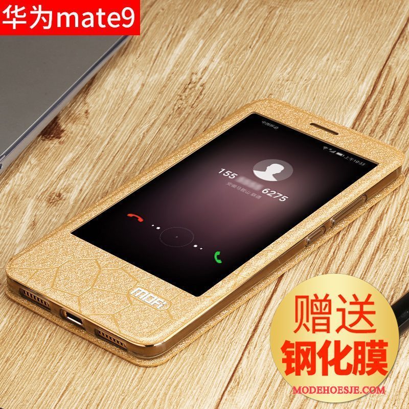 Hoesje Huawei Mate 9 Scheppend Telefoon Goud, Hoes Huawei Mate 9 Leer