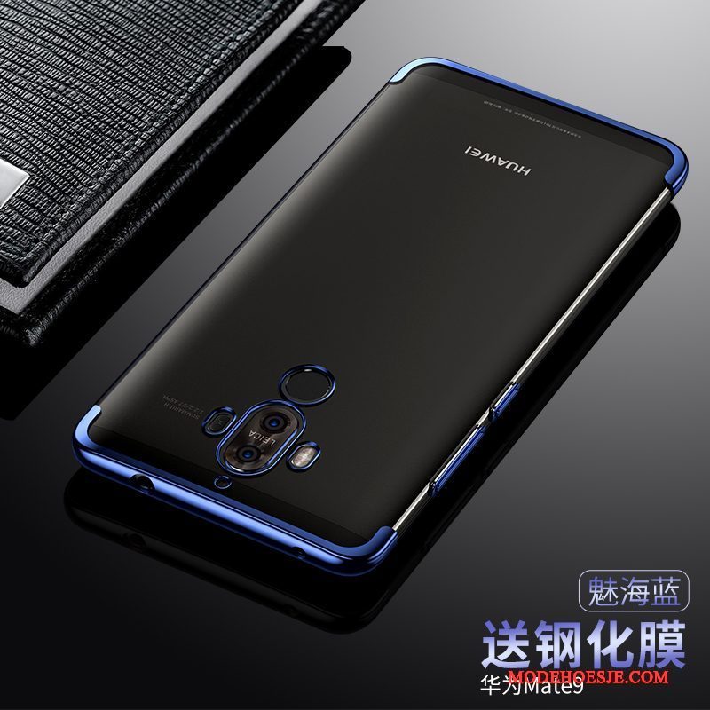 Hoesje Huawei Mate 9 Siliconen Doorzichtig Blauw, Hoes Huawei Mate 9 Telefoon Dun