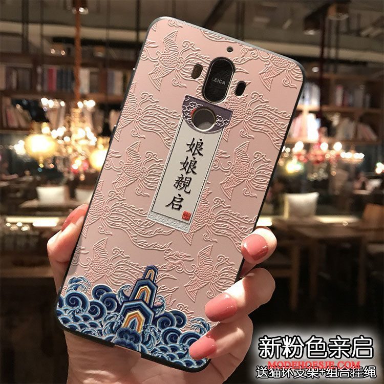 Hoesje Huawei Mate 9 Siliconen Hanger Roze, Hoes Huawei Mate 9 Telefoon Chinese Stijl