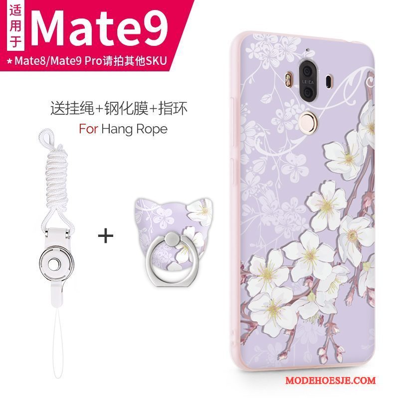 Hoesje Huawei Mate 9 Siliconen Telefoon Anti-fall, Hoes Huawei Mate 9 Zakken Dun Purper