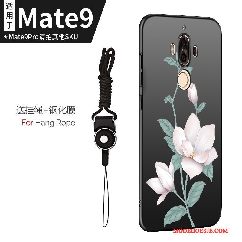 Hoesje Huawei Mate 9 Zacht Telefoon Zwart, Hoes Huawei Mate 9 Zakken Dun Hanger