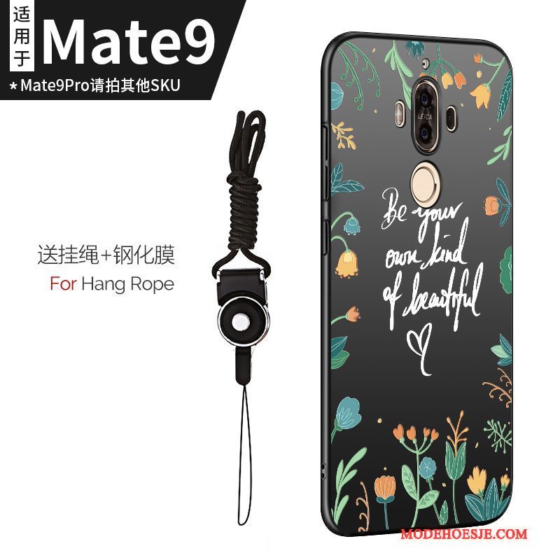 Hoesje Huawei Mate 9 Zacht Telefoon Zwart, Hoes Huawei Mate 9 Zakken Dun Hanger