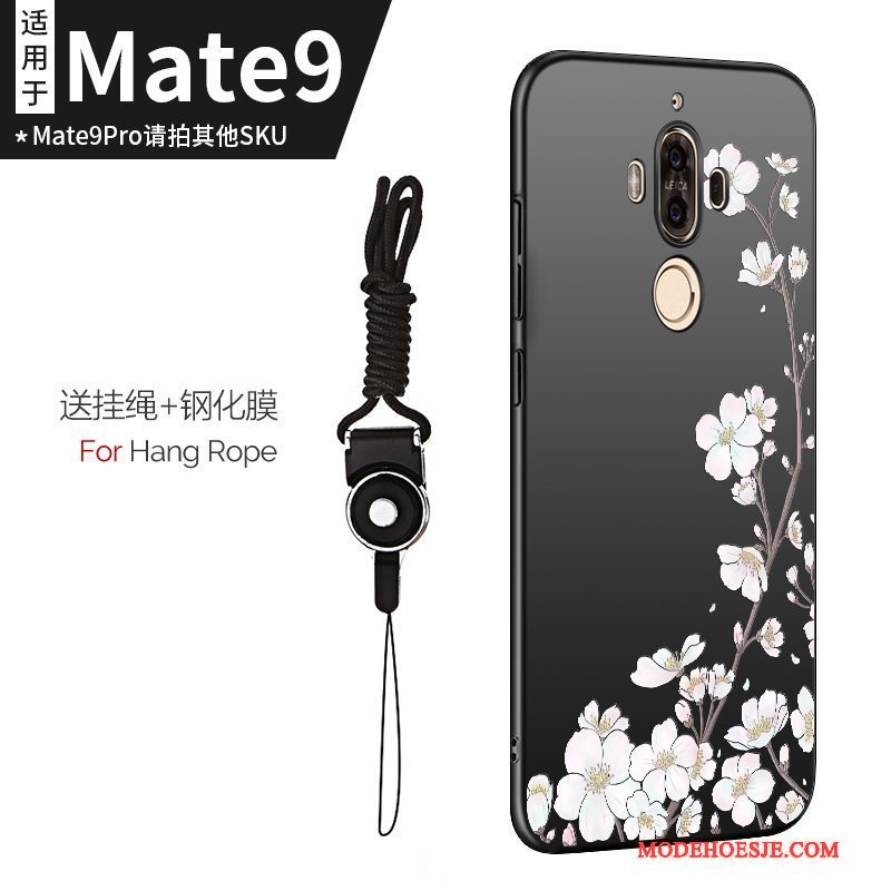 Hoesje Huawei Mate 9 Zacht Telefoon Zwart, Hoes Huawei Mate 9 Zakken Dun Hanger