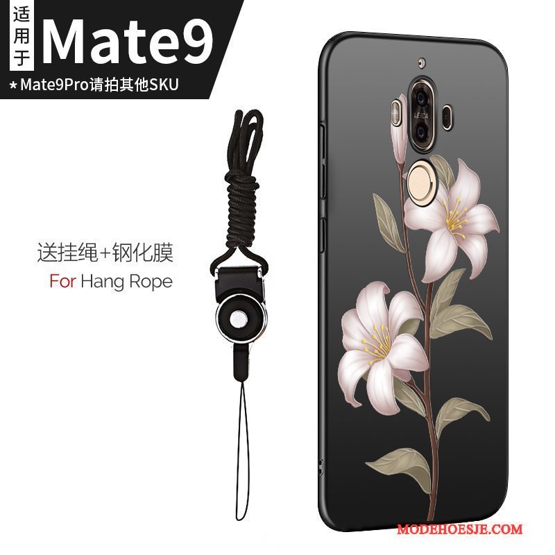 Hoesje Huawei Mate 9 Zacht Telefoon Zwart, Hoes Huawei Mate 9 Zakken Dun Hanger
