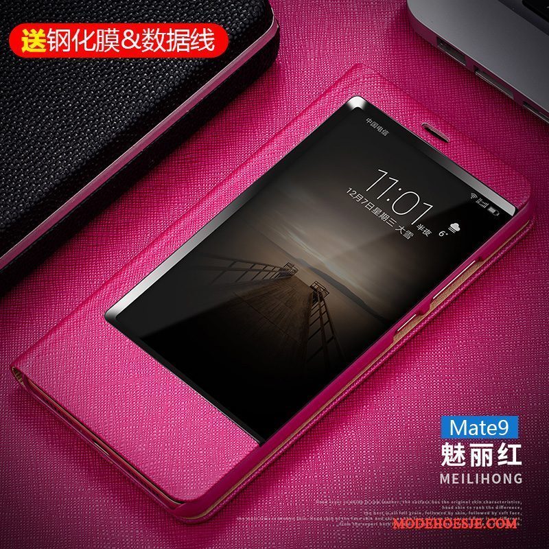 Hoesje Huawei Mate 9 Zakken Roze Bedrijf, Hoes Huawei Mate 9 Folio Anti-falltelefoon
