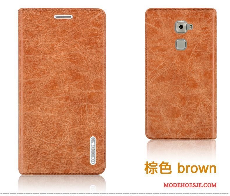 Hoesje Huawei Mate S Leer Rood Duurzaam, Hoes Huawei Mate S Folio Anti-fall Achterklep