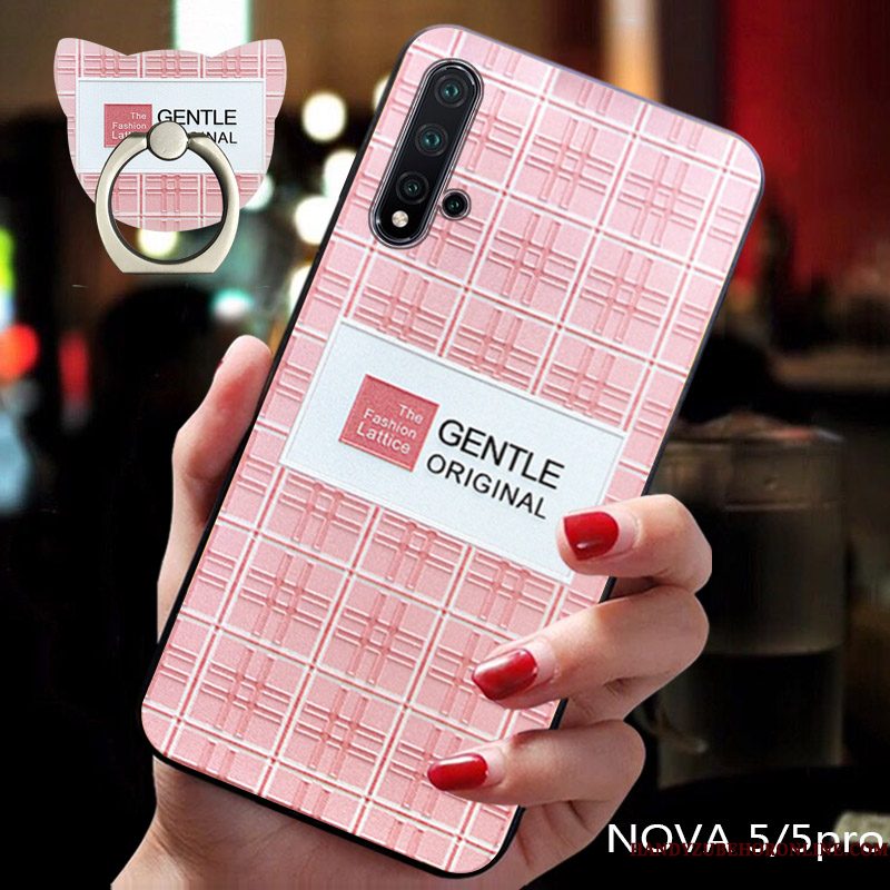 Hoesje Huawei Nova 5t Reliëf Lovers Trend, Hoes Huawei Nova 5t Bescherming Trendy Merk Schrobben