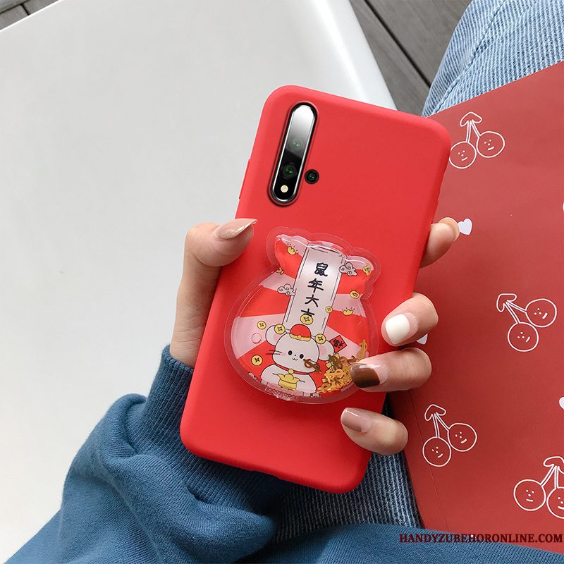 Hoesje Huawei Nova 5t Spotprent Rat Mooie, Hoes Huawei Nova 5t Bescherming Anti-fall Net Red