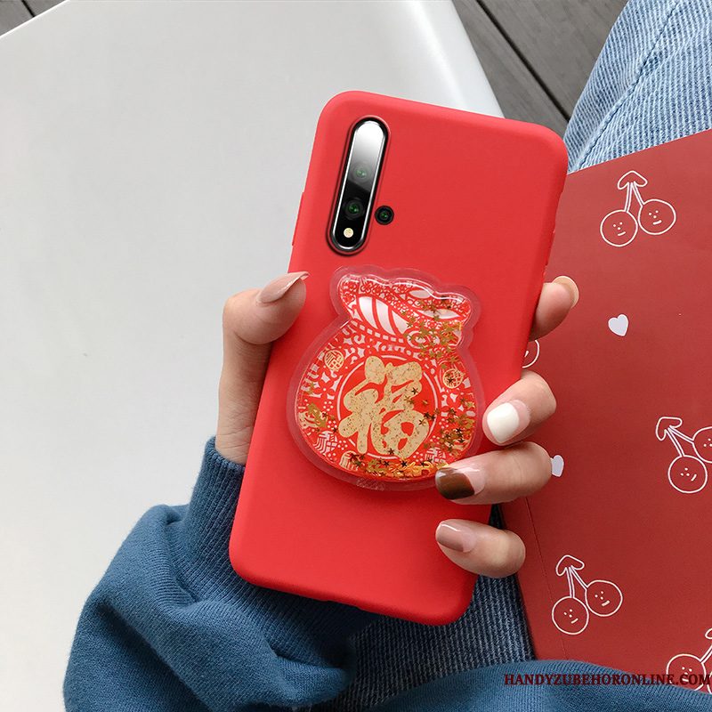 Hoesje Huawei Nova 5t Spotprent Rat Mooie, Hoes Huawei Nova 5t Bescherming Anti-fall Net Red