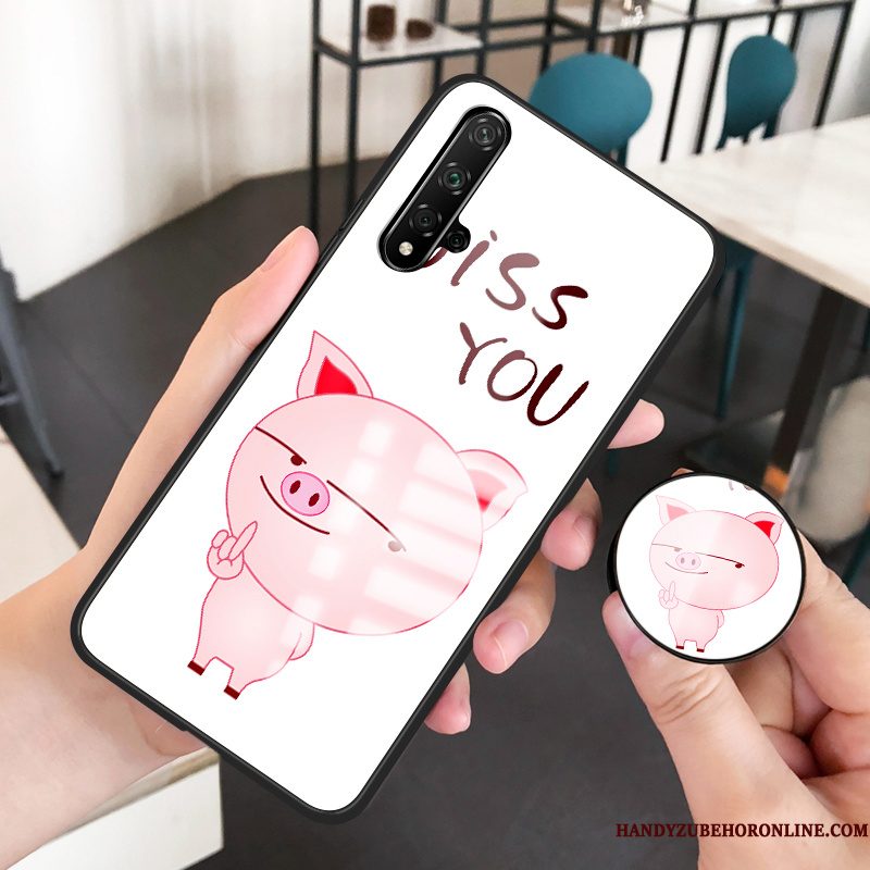 Hoesje Huawei Nova 5t Spotprent Wit Net Red, Hoes Huawei Nova 5t Scheppend Trendy Merk Mini