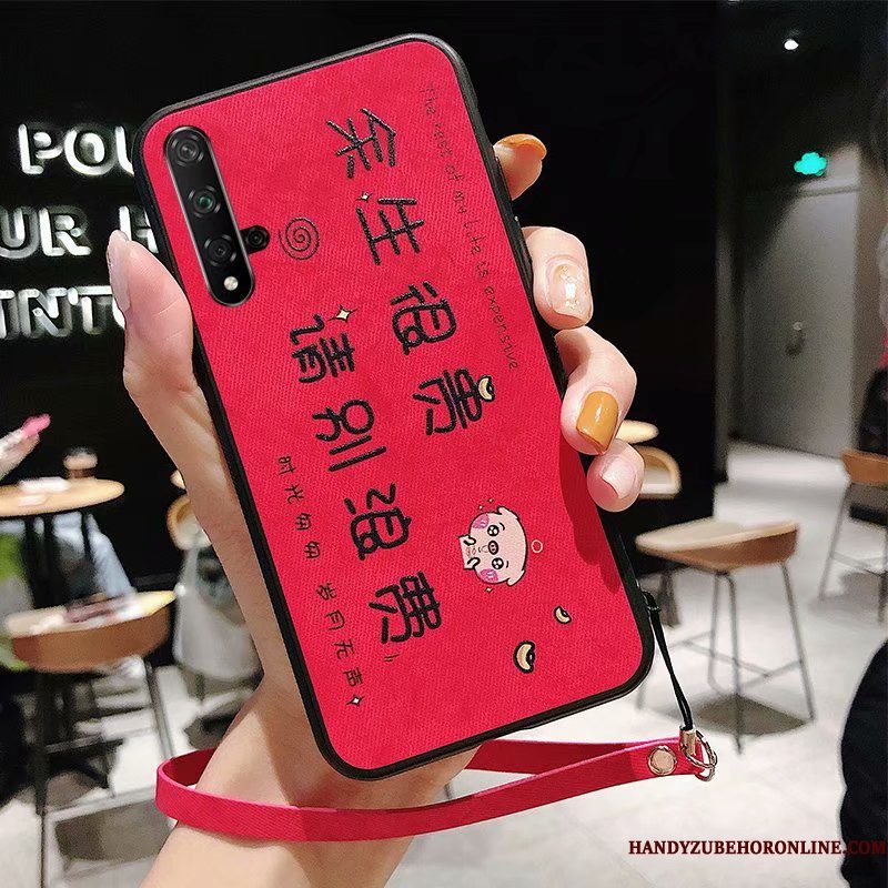 Hoesje Huawei Nova 5t Zacht Patroon Rood, Hoes Huawei Nova 5t Bescherming Hard Anti-fall