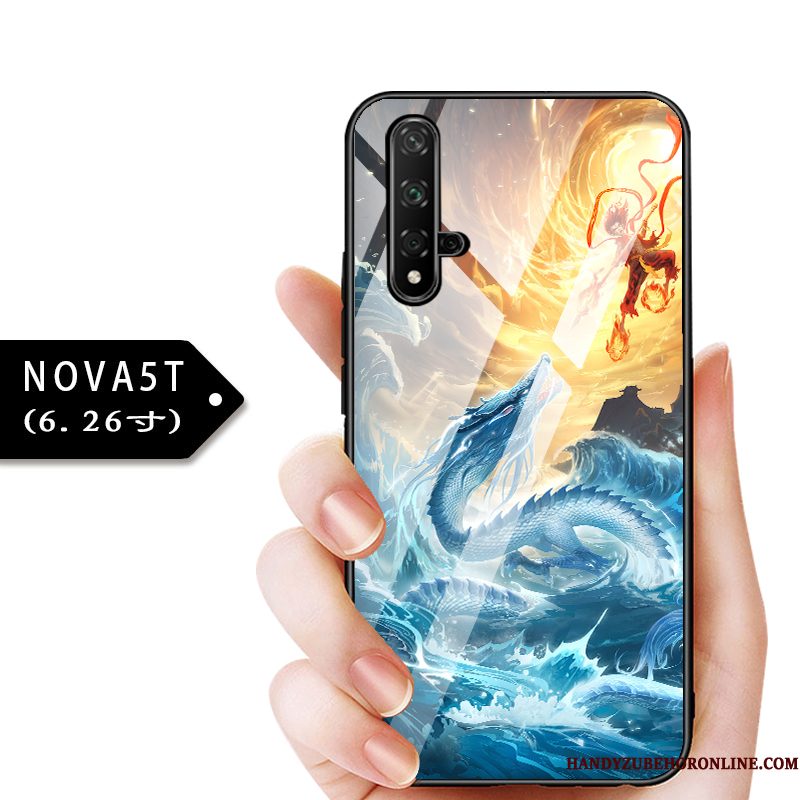 Hoesje Huawei Nova 5t Zakken Telefoon Kind, Hoes Huawei Nova 5t Bescherming Blauw Glas