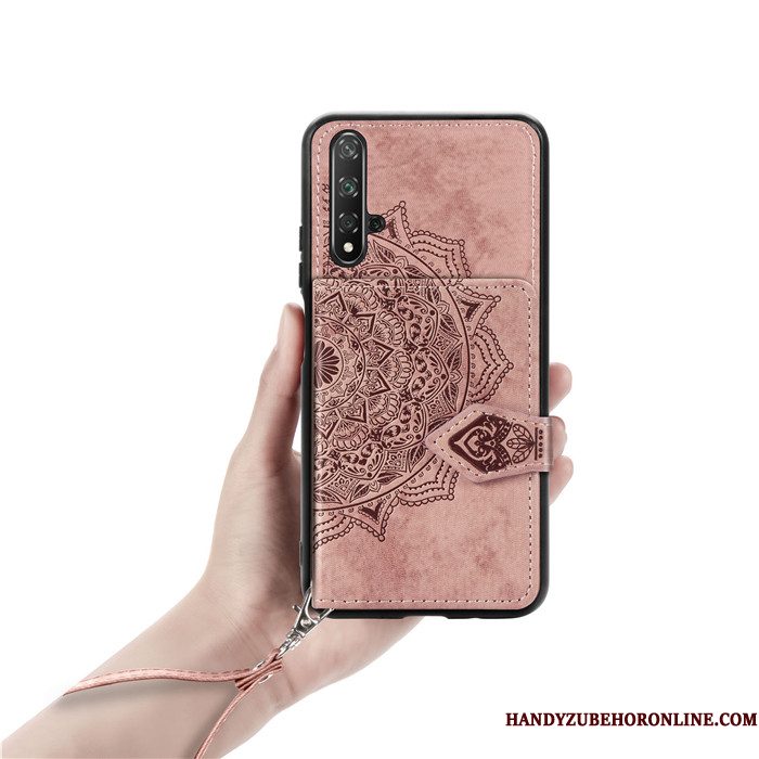 Hoesje Huawei Nova 5t Zakken Telefoon Rood, Hoes Huawei Nova 5t Hanger Portemonnee