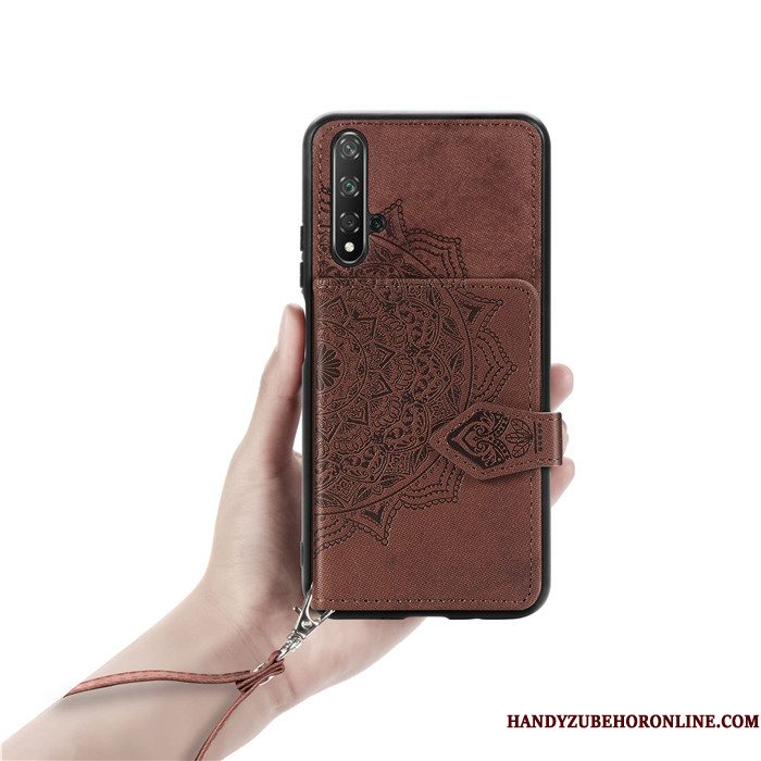 Hoesje Huawei Nova 5t Zakken Telefoon Rood, Hoes Huawei Nova 5t Hanger Portemonnee