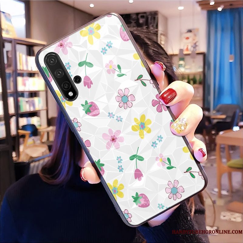 Hoesje Huawei Nova 5t Zakken Telefoon Roze, Hoes Huawei Nova 5t Patroon Ruit