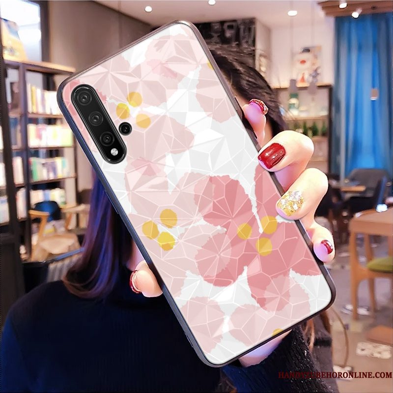 Hoesje Huawei Nova 5t Zakken Telefoon Roze, Hoes Huawei Nova 5t Patroon Ruit