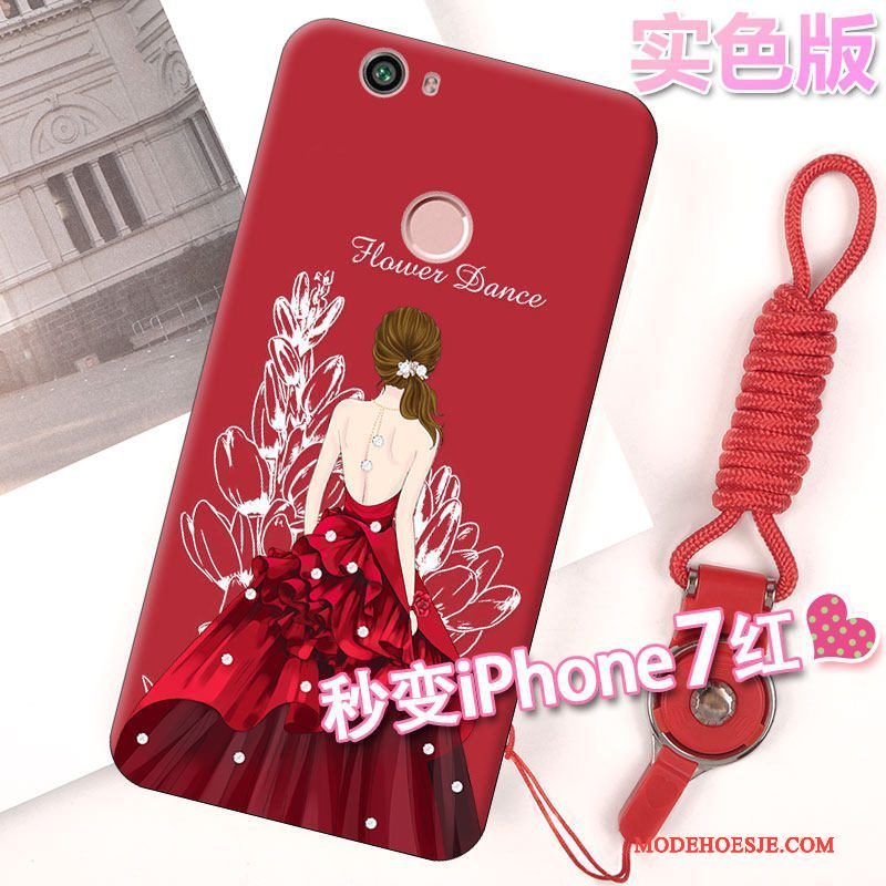 Hoesje Huawei Nova Bescherming Rood Anti-fall, Hoes Huawei Nova Zacht Telefoon Hanger