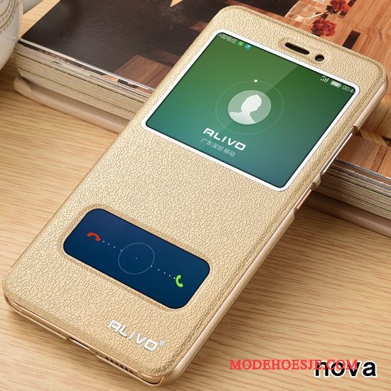 Hoesje Huawei Nova Folio Rozetelefoon, Hoes Huawei Nova Leer Jeugd