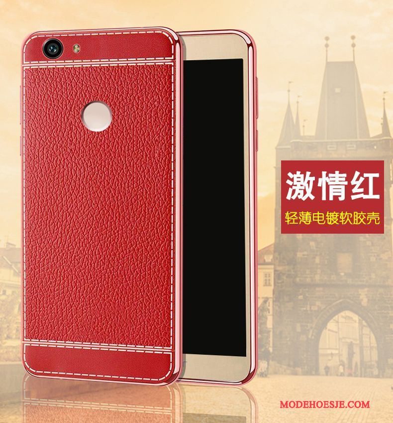 Hoesje Huawei Nova Leer Dun Rood, Hoes Huawei Nova Zakken Patroon Plating