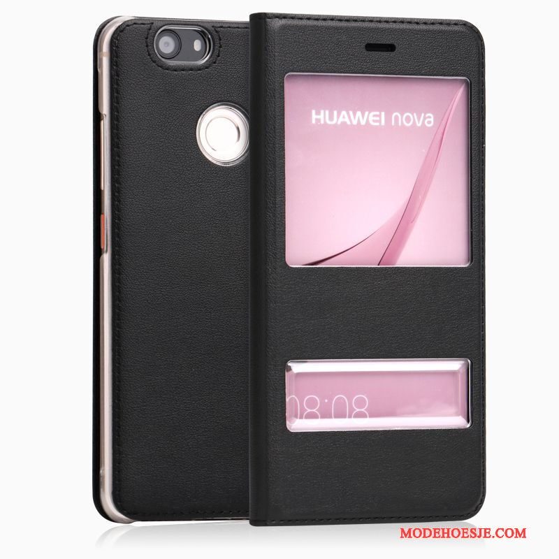 Hoesje Huawei Nova Leer Hogetelefoon, Hoes Huawei Nova Folio Anti-fall Wijnrood