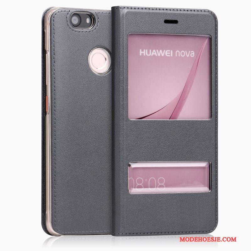 Hoesje Huawei Nova Leer Hogetelefoon, Hoes Huawei Nova Folio Anti-fall Wijnrood