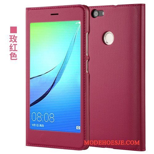 Hoesje Huawei Nova Leer Roze Anti-fall, Hoes Huawei Nova Folio Telefoon