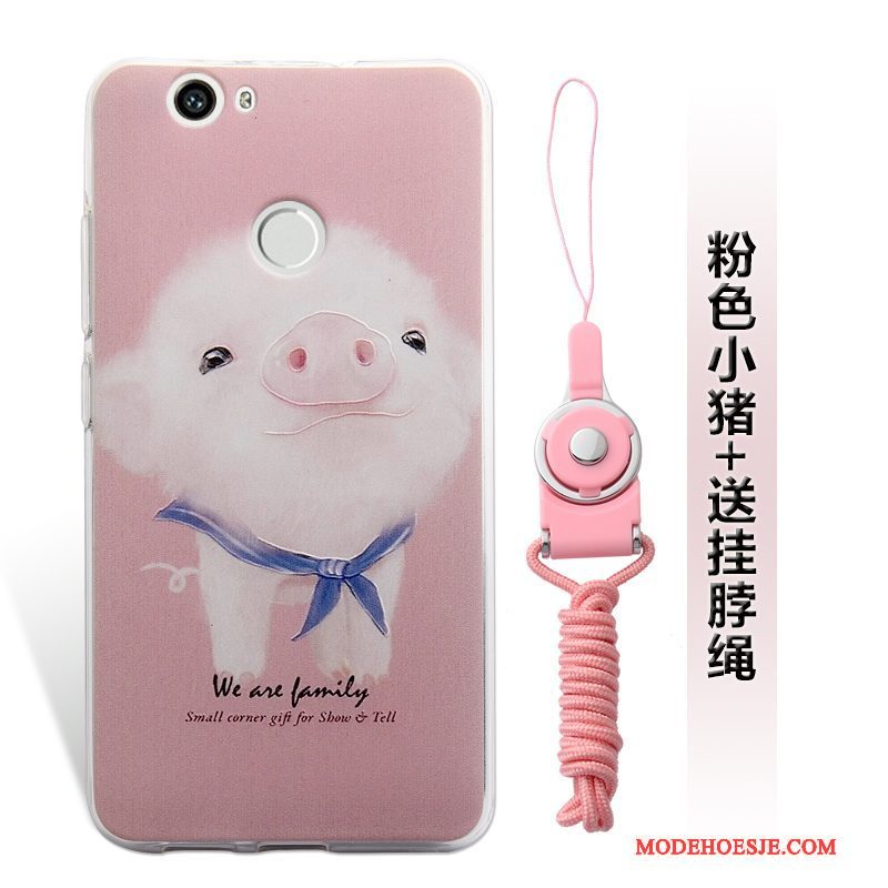 Hoesje Huawei Nova Reliëf Hanger Roze, Hoes Huawei Nova Telefoon Mini