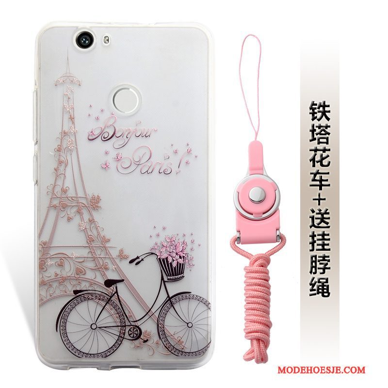 Hoesje Huawei Nova Reliëf Hanger Roze, Hoes Huawei Nova Telefoon Mini