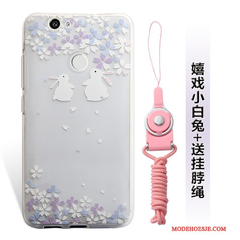 Hoesje Huawei Nova Reliëf Hanger Roze, Hoes Huawei Nova Telefoon Mini