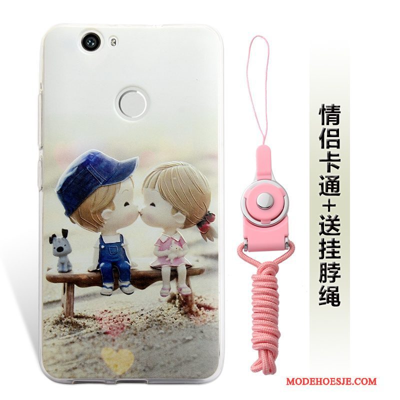 Hoesje Huawei Nova Reliëf Hanger Roze, Hoes Huawei Nova Telefoon Mini