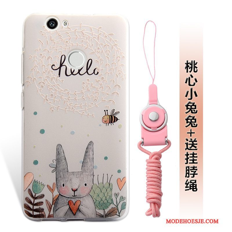 Hoesje Huawei Nova Reliëf Hanger Roze, Hoes Huawei Nova Telefoon Mini