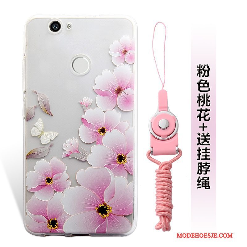 Hoesje Huawei Nova Reliëf Hanger Roze, Hoes Huawei Nova Telefoon Mini