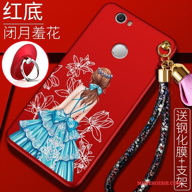 Hoesje Huawei Nova Siliconen Rood Anti-fall, Hoes Huawei Nova Bescherming Jeugdtelefoon