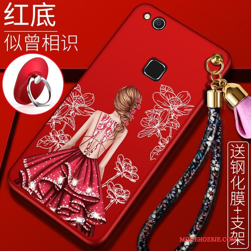 Hoesje Huawei Nova Siliconen Rood Anti-fall, Hoes Huawei Nova Bescherming Jeugdtelefoon