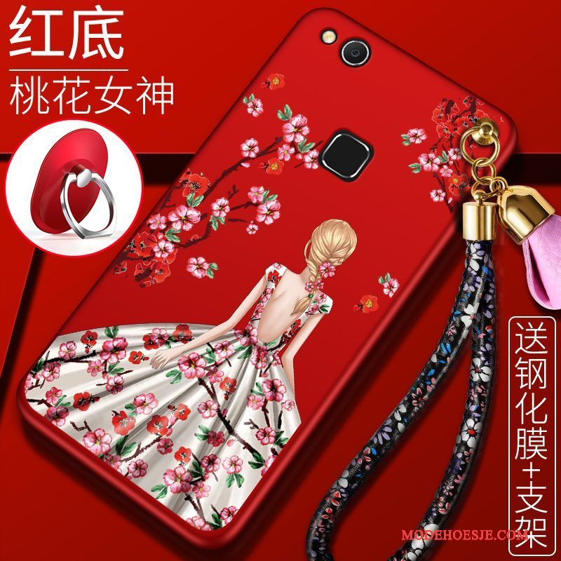 Hoesje Huawei Nova Siliconen Rood Anti-fall, Hoes Huawei Nova Bescherming Jeugdtelefoon