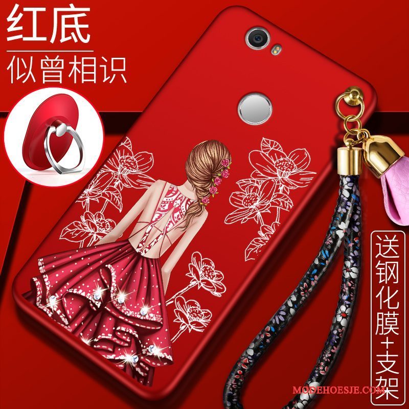 Hoesje Huawei Nova Siliconen Rood Anti-fall, Hoes Huawei Nova Bescherming Jeugdtelefoon