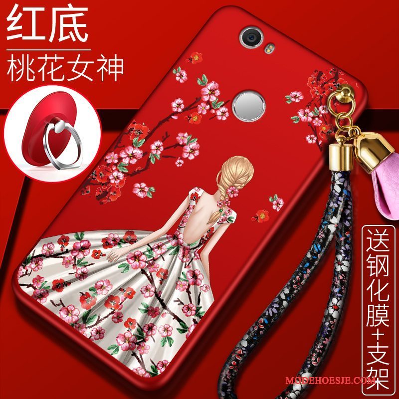 Hoesje Huawei Nova Siliconen Rood Anti-fall, Hoes Huawei Nova Bescherming Jeugdtelefoon