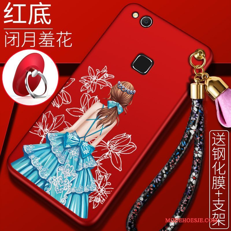 Hoesje Huawei Nova Siliconen Rood Anti-fall, Hoes Huawei Nova Bescherming Jeugdtelefoon