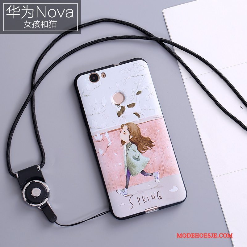 Hoesje Huawei Nova Siliconen Telefoon Anti-fall, Hoes Huawei Nova Bescherming Jeugd Wit