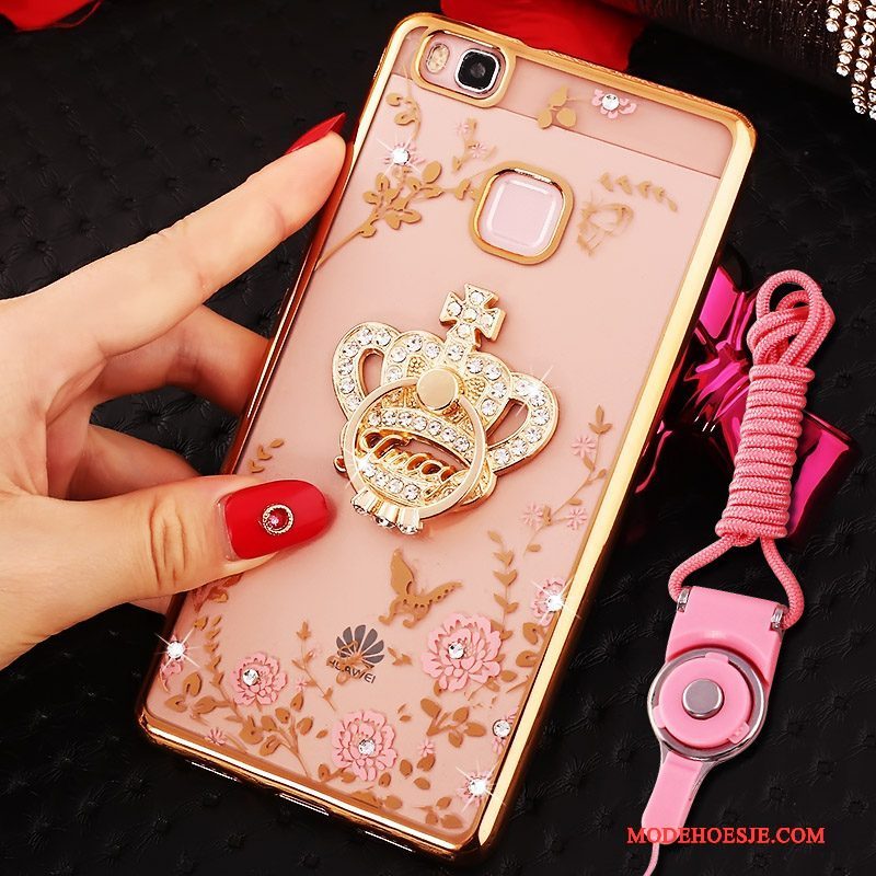 Hoesje Huawei Nova Strass Hanger Roze, Hoes Huawei Nova Bescherming Telefoon Ring