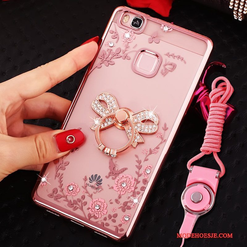 Hoesje Huawei Nova Strass Hanger Roze, Hoes Huawei Nova Bescherming Telefoon Ring