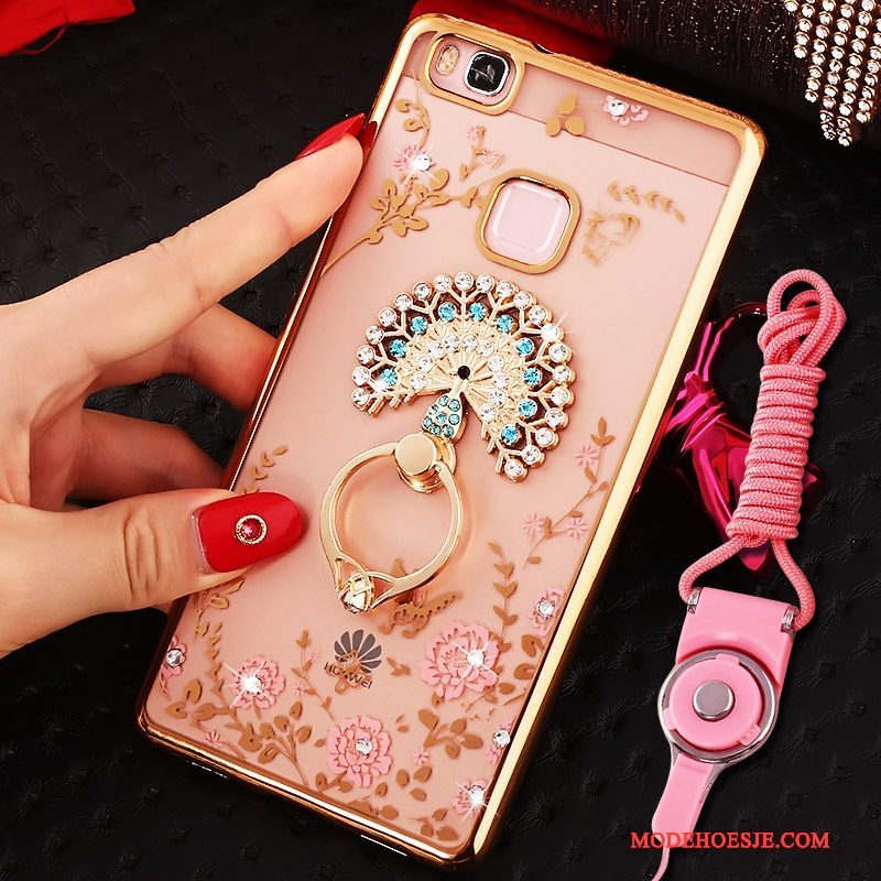 Hoesje Huawei Nova Strass Hanger Roze, Hoes Huawei Nova Bescherming Telefoon Ring