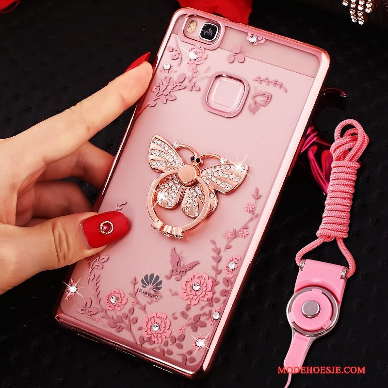 Hoesje Huawei Nova Strass Hanger Roze, Hoes Huawei Nova Bescherming Telefoon Ring