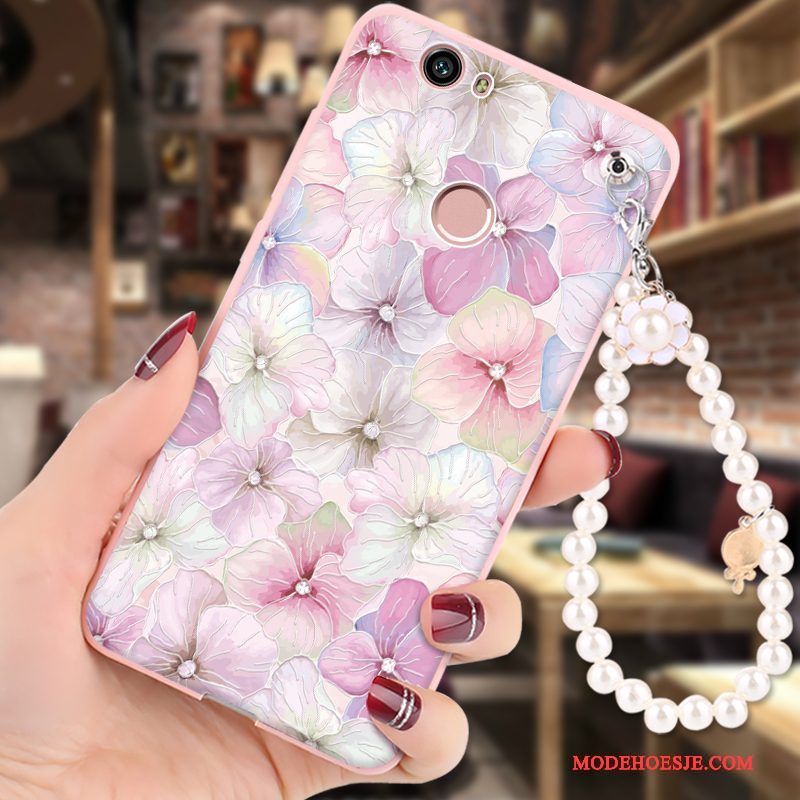 Hoesje Huawei Nova Zacht Hanger Roze, Hoes Huawei Nova Spotprent Telefoon Anti-fall