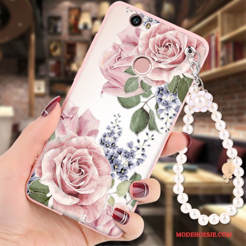 Hoesje Huawei Nova Zacht Hanger Roze, Hoes Huawei Nova Spotprent Telefoon Anti-fall