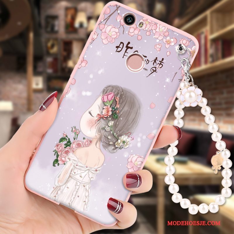 Hoesje Huawei Nova Zacht Hanger Roze, Hoes Huawei Nova Spotprent Telefoon Anti-fall