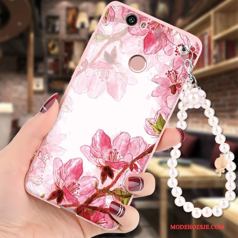 Hoesje Huawei Nova Zacht Hanger Roze, Hoes Huawei Nova Spotprent Telefoon Anti-fall